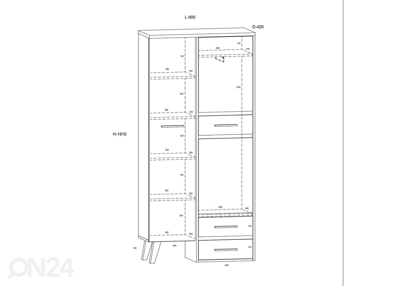 Vaatekaappi 90 cm kuvasuurennos