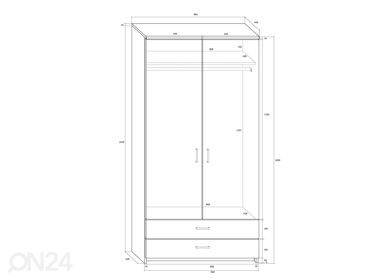 Vaatekaappi 90 cm kuvasuurennos