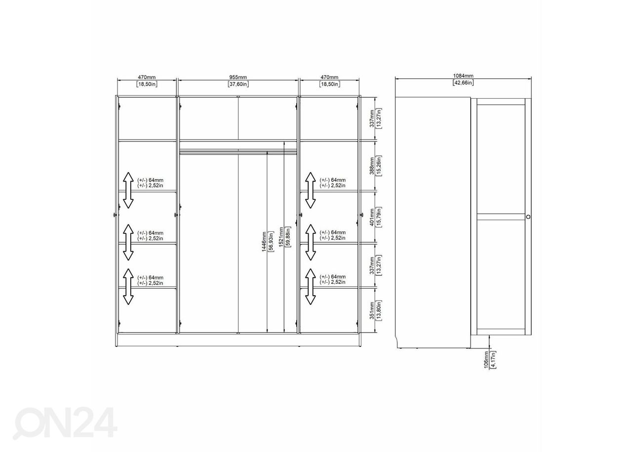 Vaatekaappi Billund 4, 195 cm jacksoni tammi kuvasuurennos