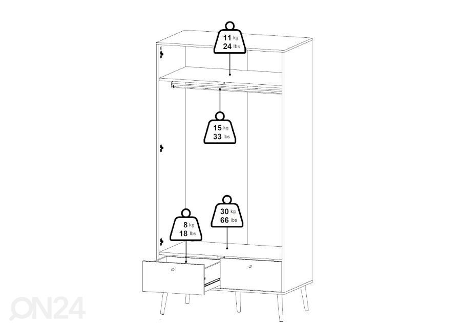 Vaatekaappi Bodo 99 cm kuvasuurennos