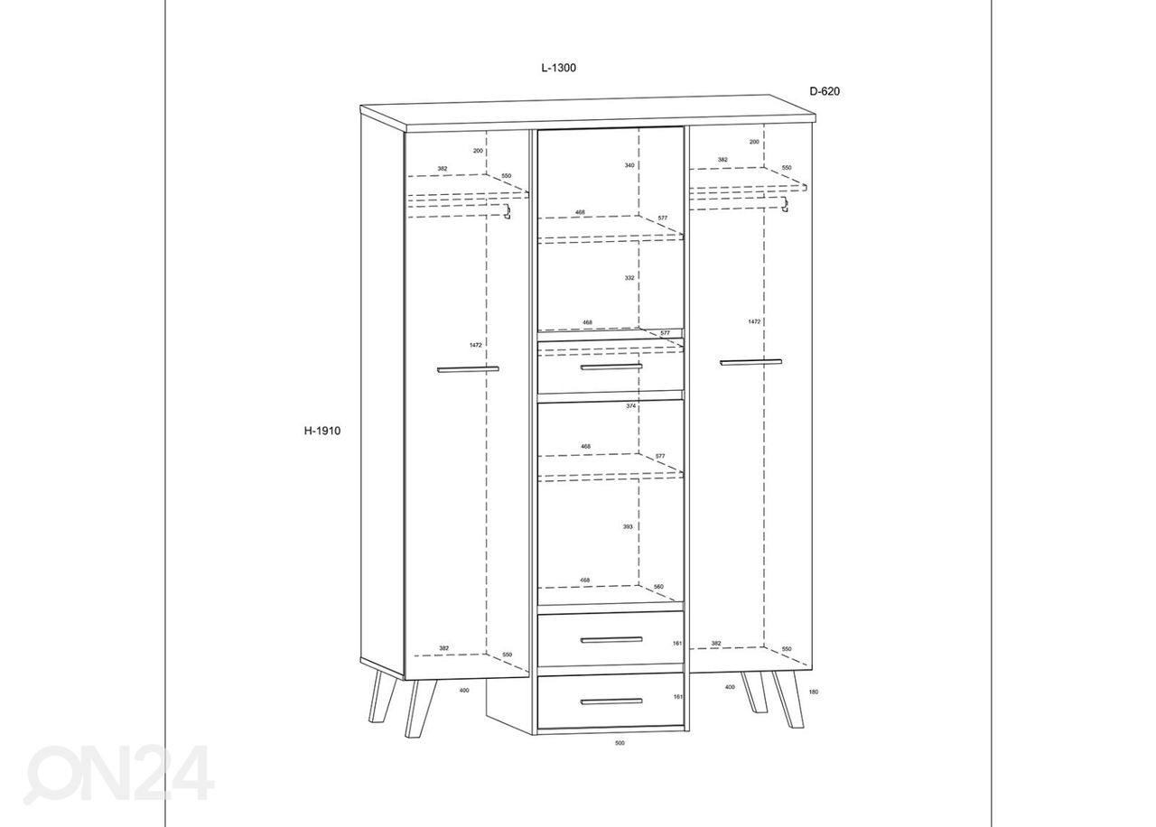 Vaatekaappi Clon 130 cm kuvasuurennos