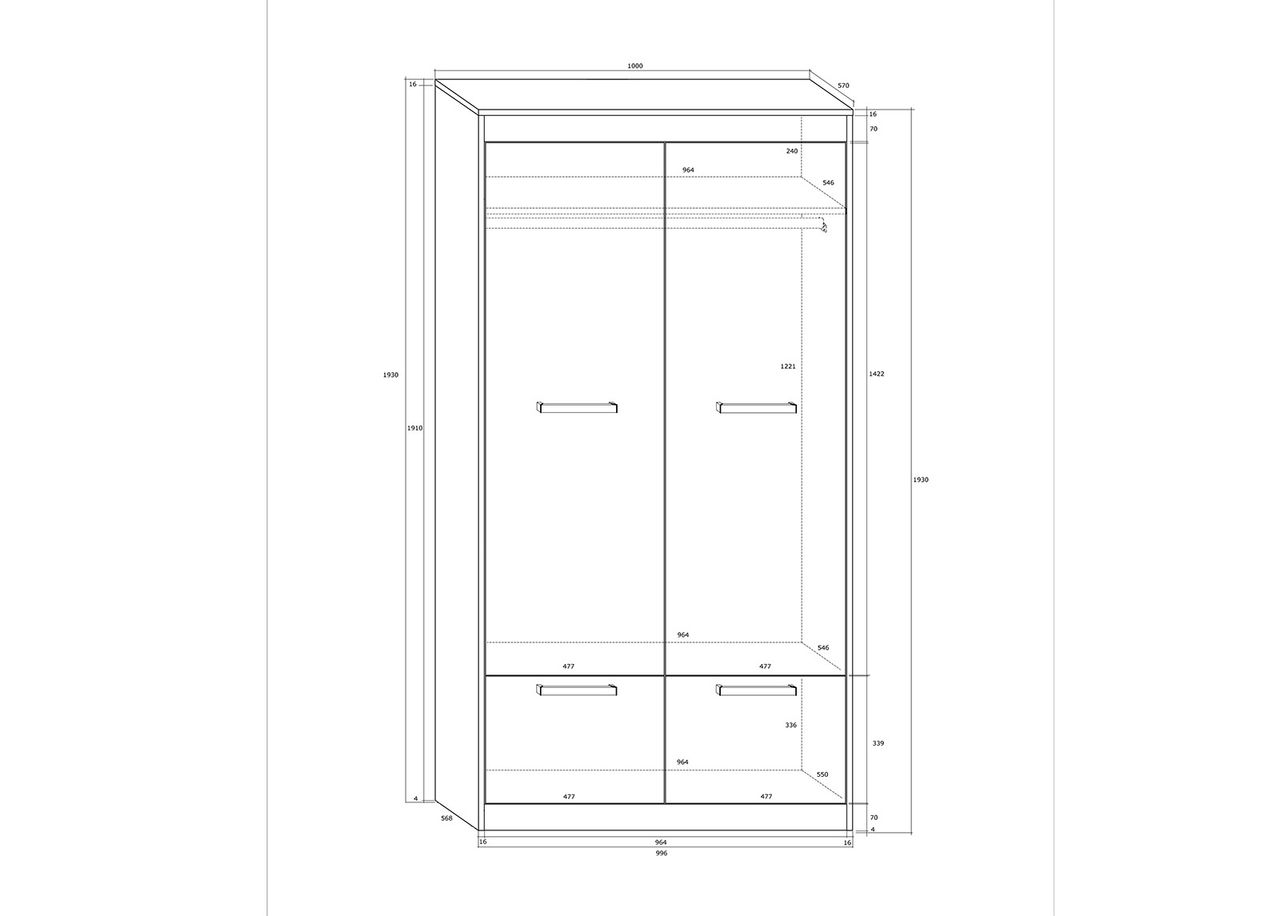 Vaatekaappi Cobhy 100 cm kuvasuurennos