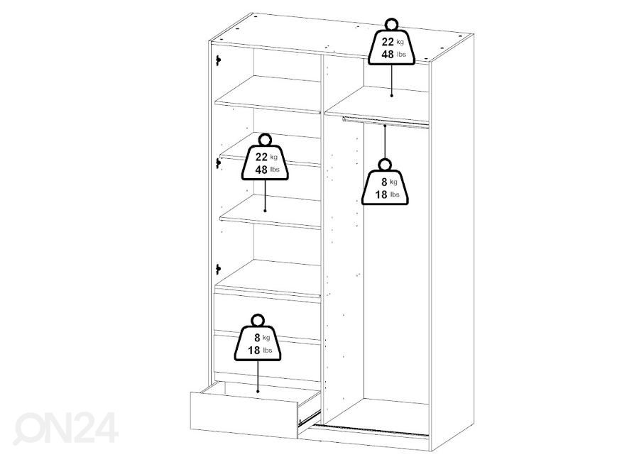 Vaatekaappi Naia 118 cm, hikkori kuvasuurennos