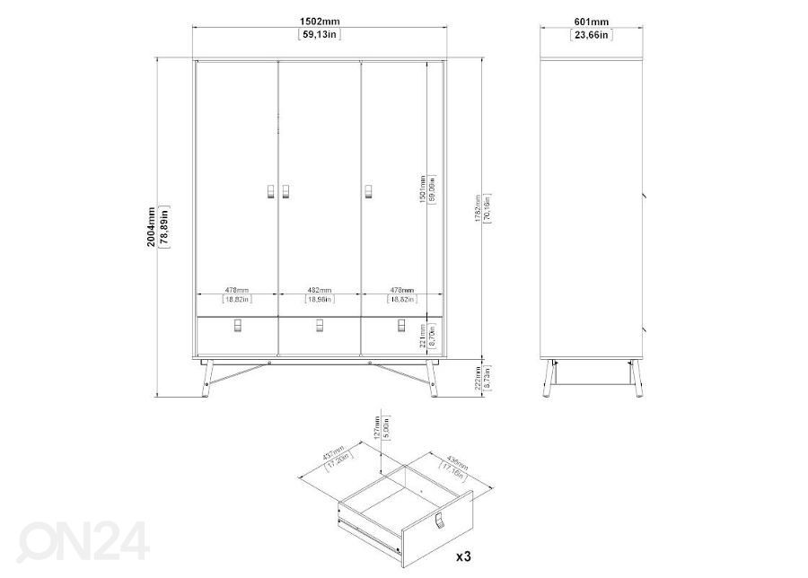 Vaatekaappi Ry 150 cm kuvasuurennos