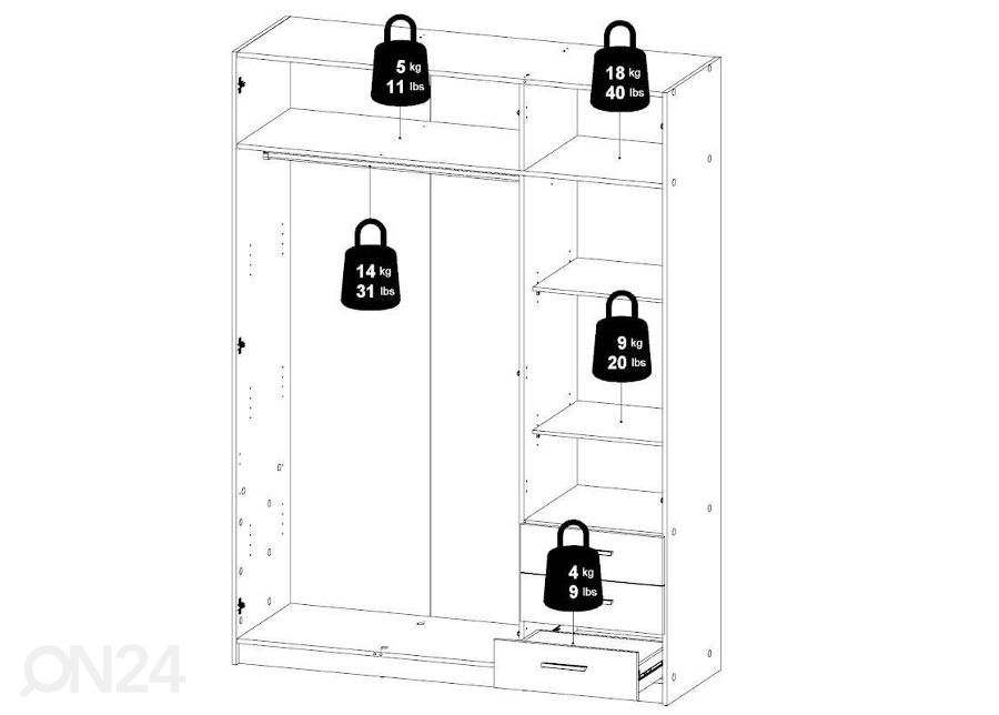 Vaatekaappi Sprint 147 cm kuvasuurennos