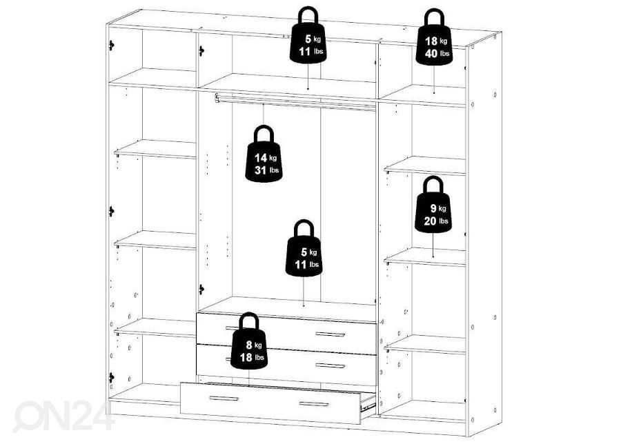 Vaatekaappi Sprint 195,5 cm kuvasuurennos