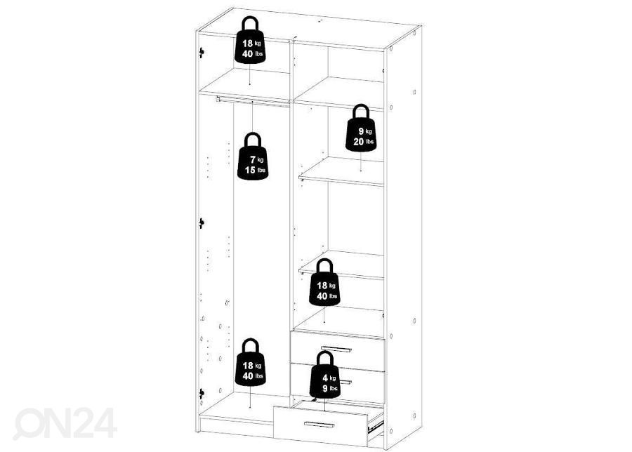 Vaatekaappi Sprint 98,5 cm kuvasuurennos