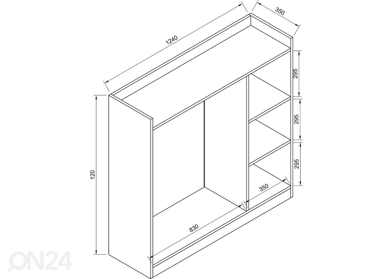 Vaatekaappijärjestelmä Palosa M 124 cm kuvasuurennos