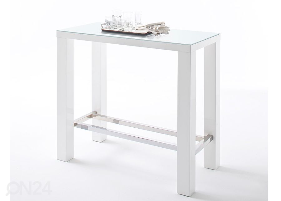 Valkoinen baaripöytä Jam 120 cm, lasipinta kuvasuurennos