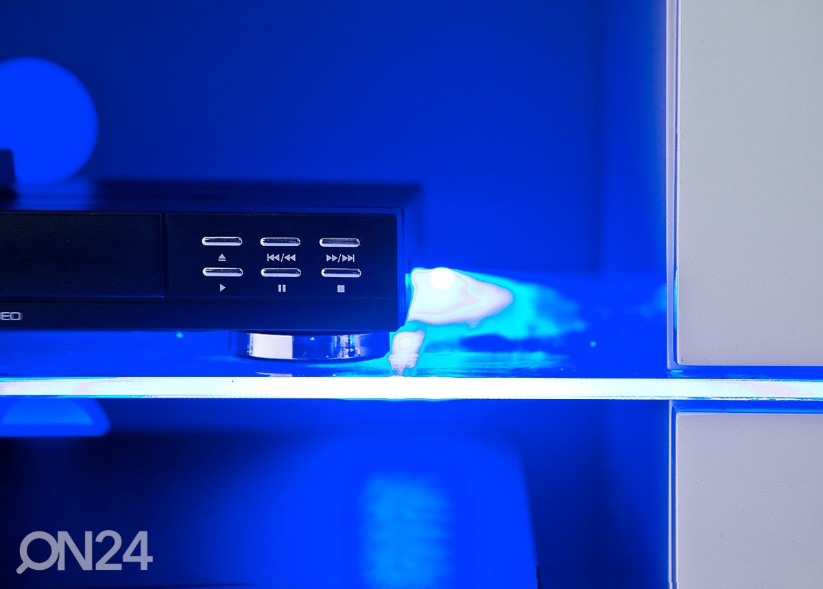Valkoinen TV-taso BLUES LED-valaistuksella kuvasuurennos