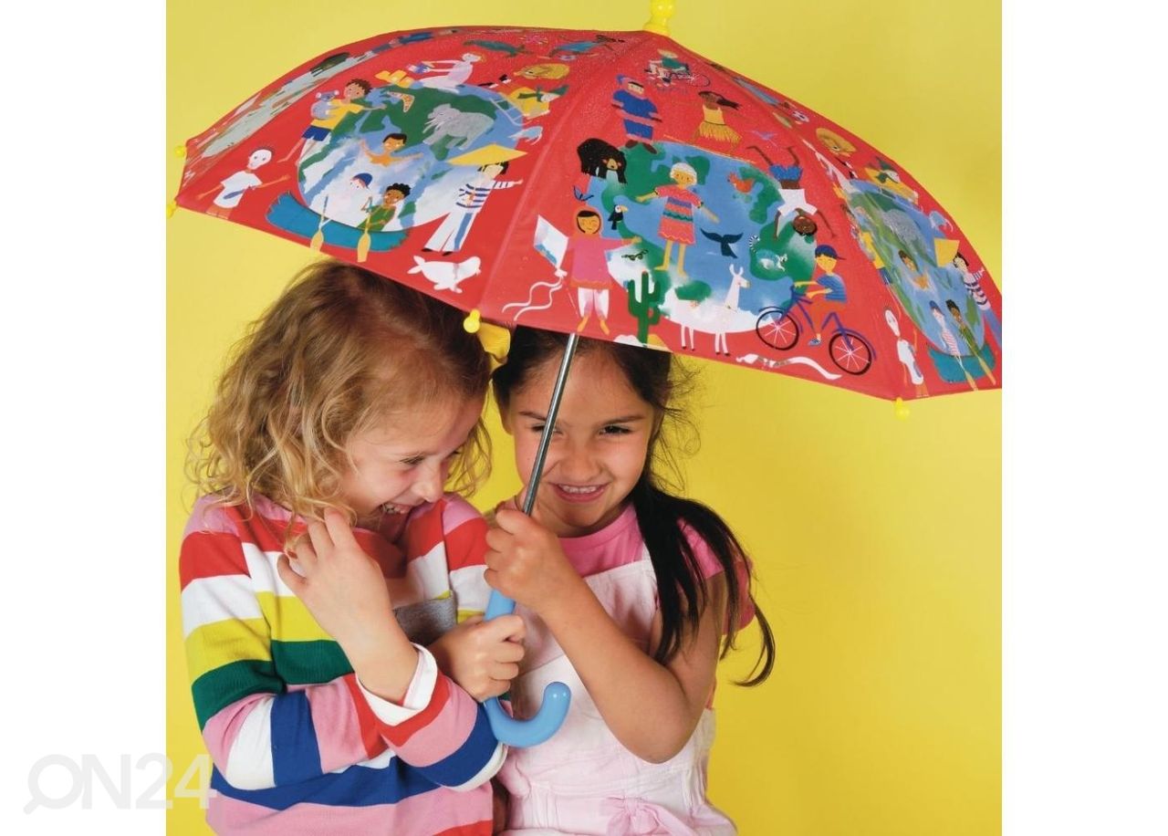 Väriä muuttava sateenvarjo Yksi maailma kuvasuurennos