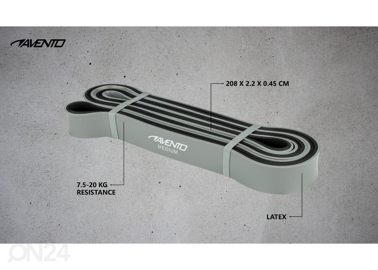 Vastuskuminauha Avento Medium 208x2,2x0,45 cm kuvasuurennos