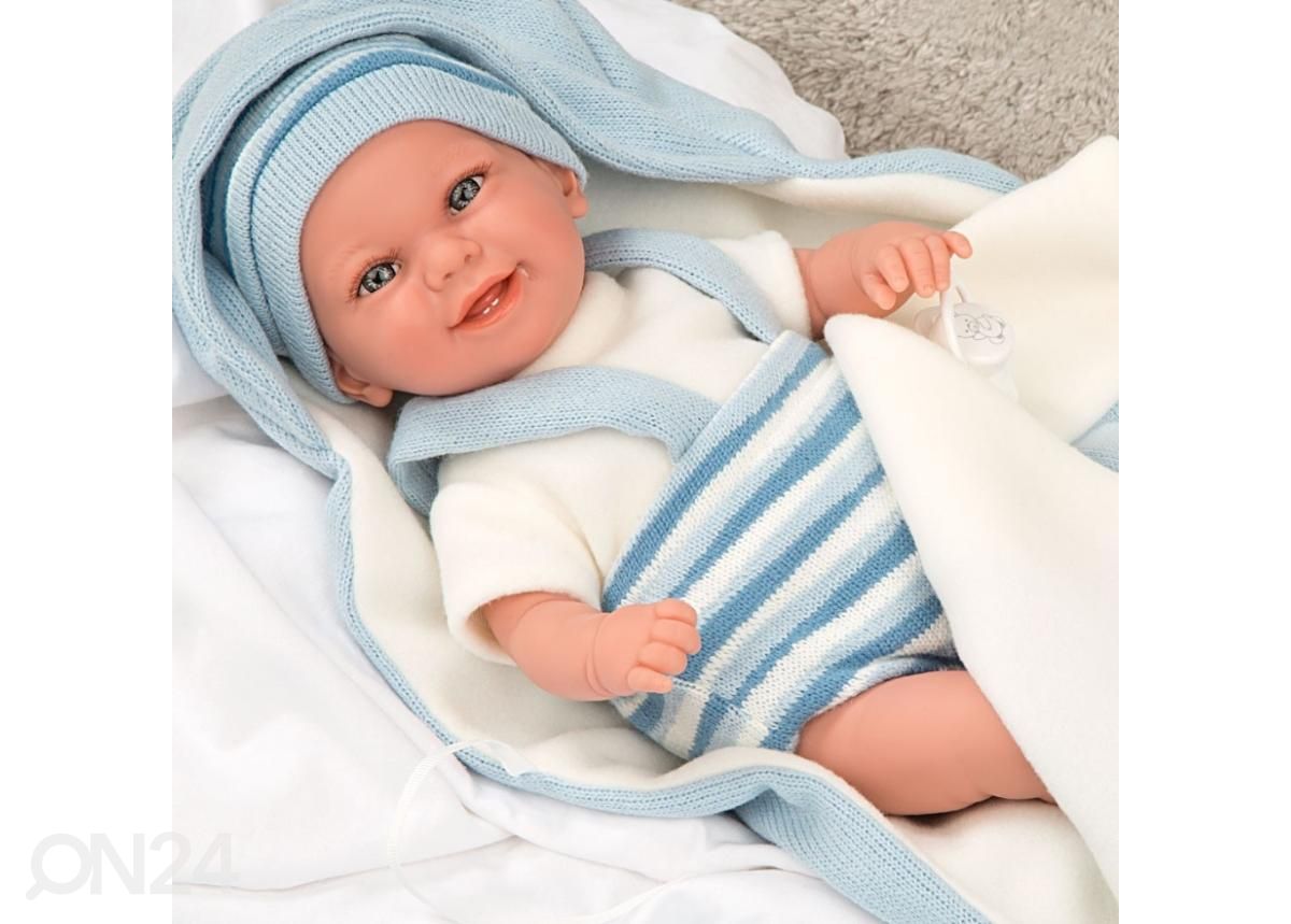 Vauvanukke Arias ja sininen peitto 35cm kuvasuurennos