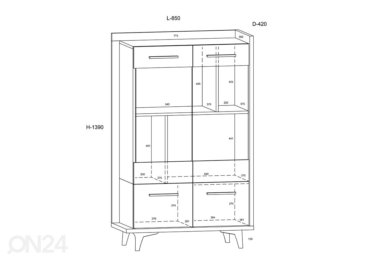 Vitriinikaappi Kinsale 85 cm kuvasuurennos