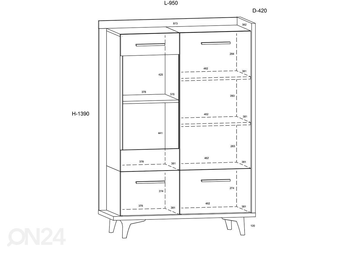 Vitriinikaappi Kinsale 95 cm kuvasuurennos