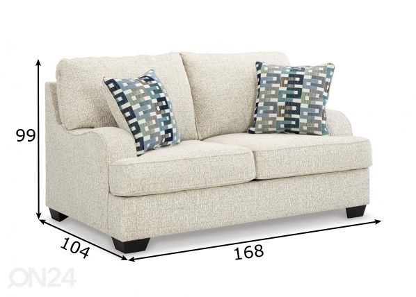 2-istuttava sohva mitat