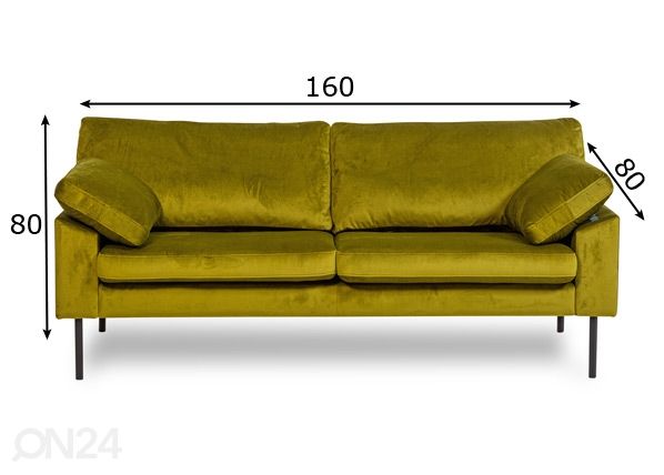 2-istuttava sohva Fiona X mitat