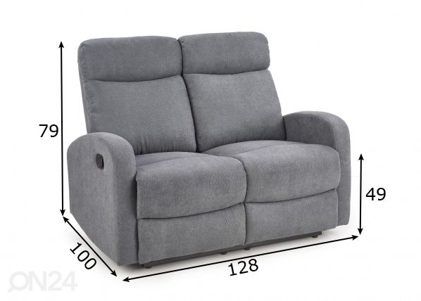 2-istuttava sohva recliner mitat