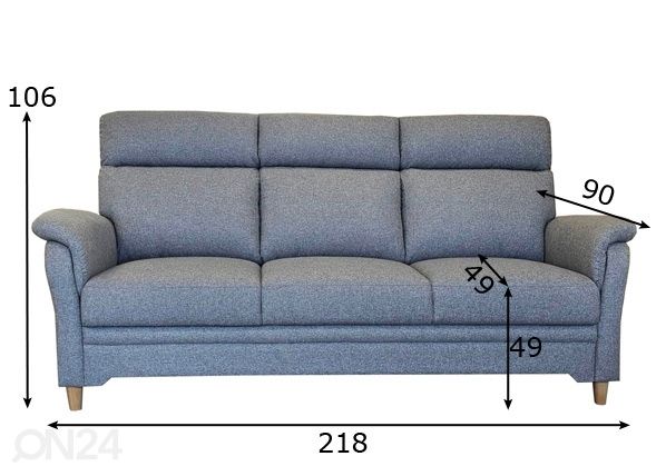 3-istuttava sohva Boss mitat