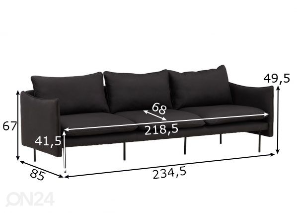 3-istuttava sohva Brunskär mitat