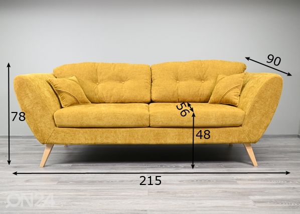 3-istuttava sohva City mitat