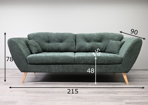 3-istuttava sohva City mitat