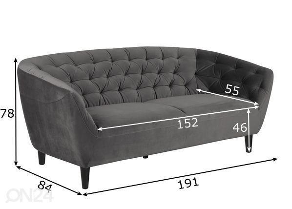 3-istuttava sohva Clovis mitat