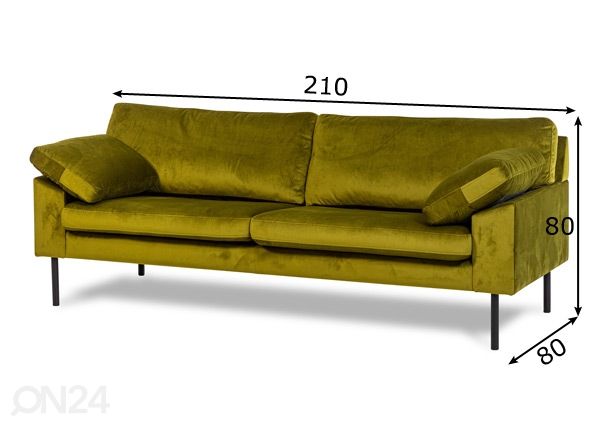 3-istuttava sohva Fiona X mitat