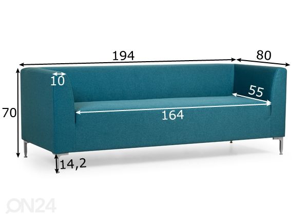 3-istuttava sohva Sigma mitat