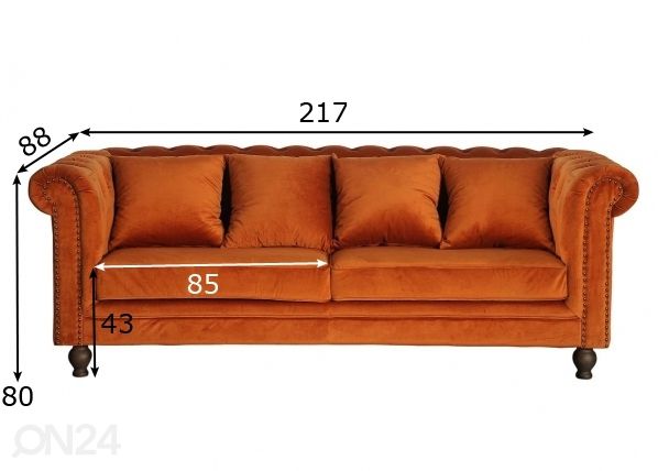 3-istuttava sohva Velvet mitat