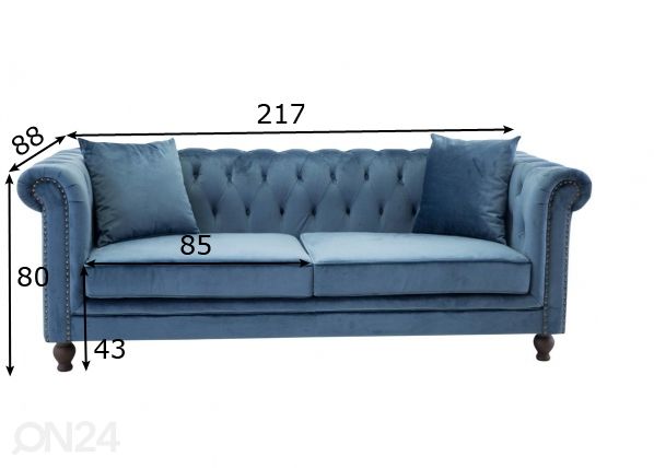 3-istuttava sohva Velvet mitat
