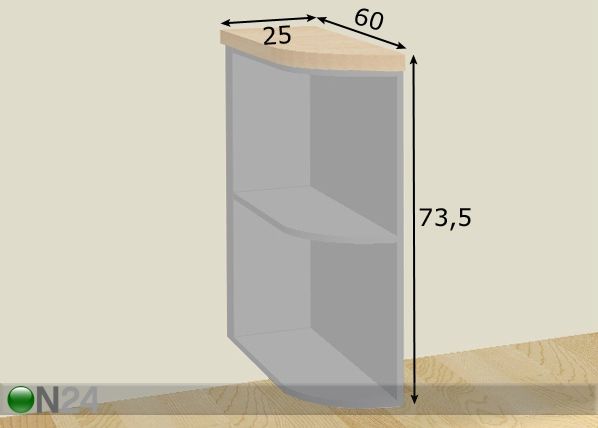 Alaosan päätyhylly 25 cm mitat