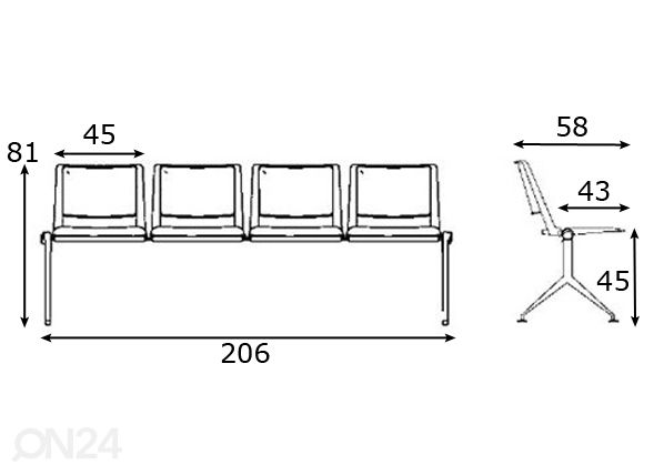 Asiakaspalvelu Benches Rave, alumiini mitat