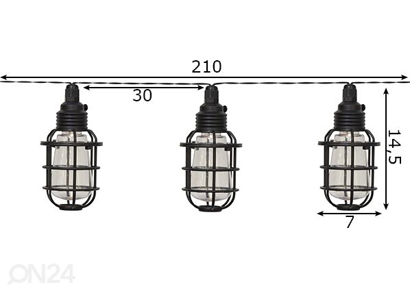 Aurinkokenno valonauha Cage mitat