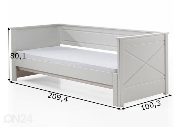 Avattava sänky Pino 90/180x200 cm, valkoinen mitat