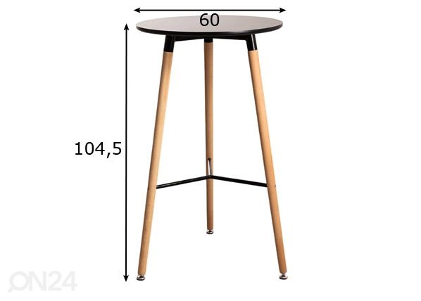 Baaripöytä Madli Ø 60 cm mitat