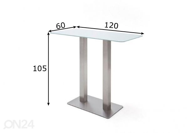 Baaripöytä Zarina-3 lasilevyllä mitat