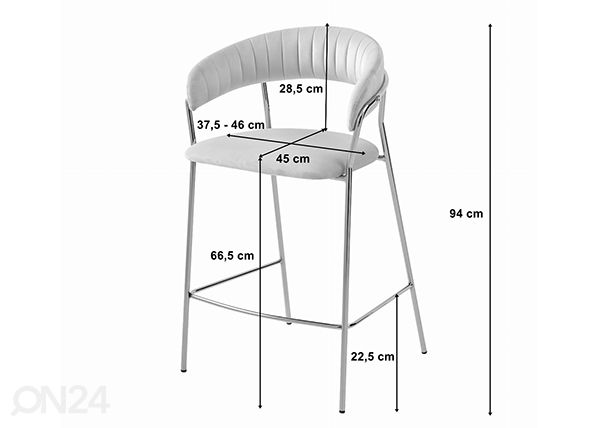 Baarituolit Badia, 2 kpl, beige/kullanvärinen mitat