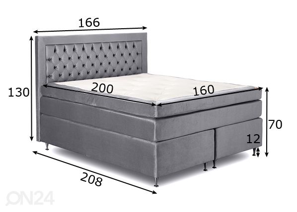 Comfort sänky Hypnos Hemera 160x200 cm mitat