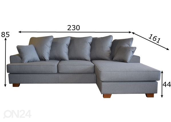 Divaanisohva 230 cm mitat