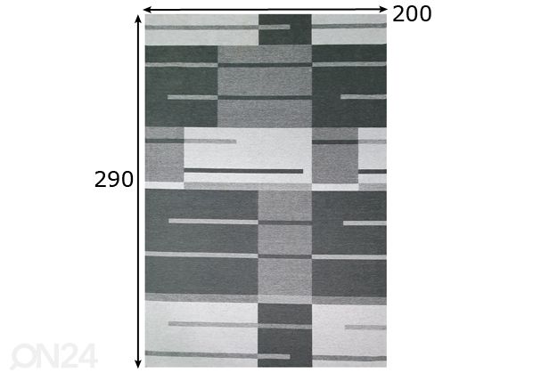 Easy Care matto Karina harmaa 200x290 cm mitat