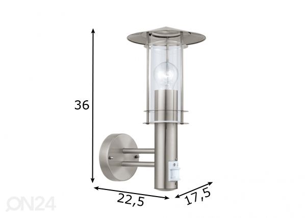 Eglo ulkovalaisin liiketunnistimella Lisio mitat