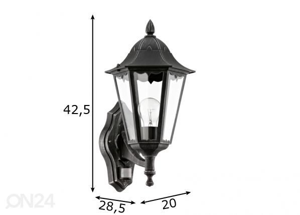 Eglo ulkovalaisin liiketunnistimella Navedo mitat