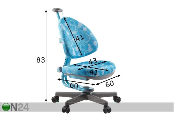 Ergonominen lasten työtuoli mitat