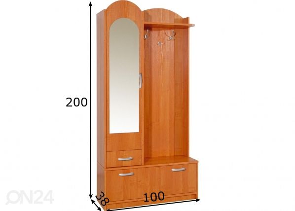 Eteiskaluste 100 cm mitat