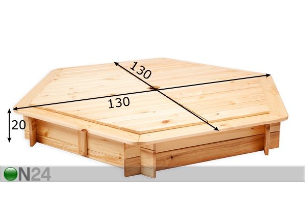 Hiekkalaatikko kannella 130x130 cm mitat