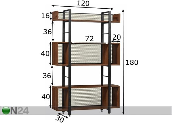 Hyllystö 120 cm mitat