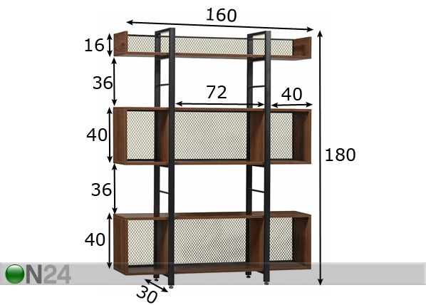 Hyllystö 160 cm mitat