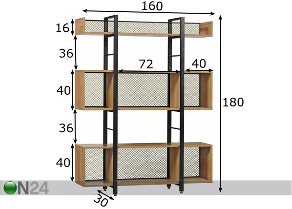 Hyllystö 160 cm mitat