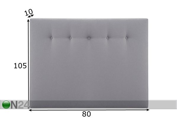 Hypnos kangasverhoiltu sängynpääty koristenapeilla 80x105x10 cm mitat